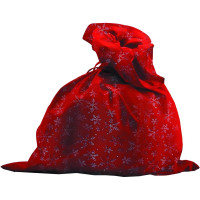 Мешок Деда Мороза красный со снежинками сатин арт.М-3