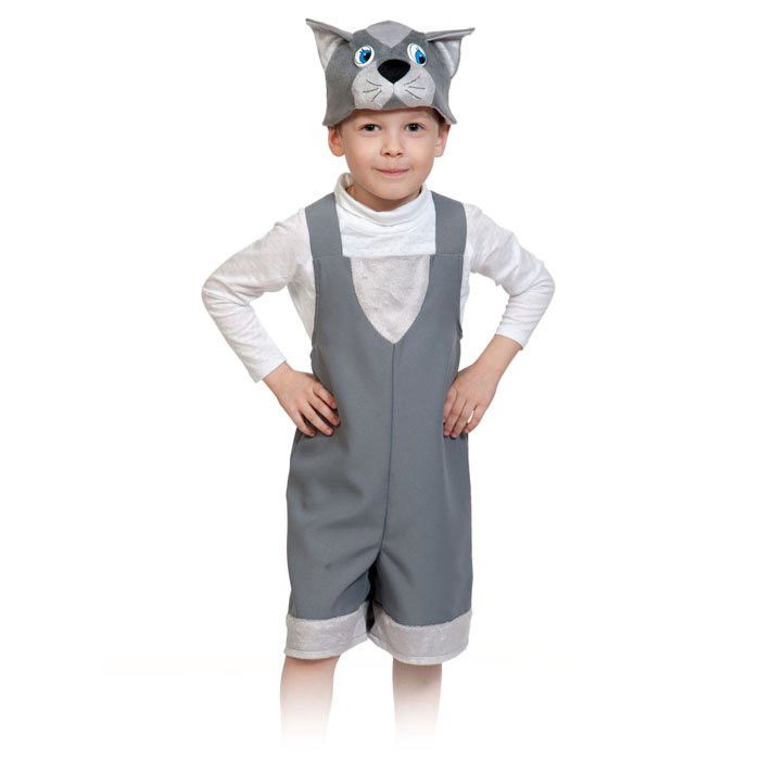 Костюм М (ЖИВОТНОЕ) Котик (полукомбинизон,маска) р.98-116 цв.серый плюш арт.2078
