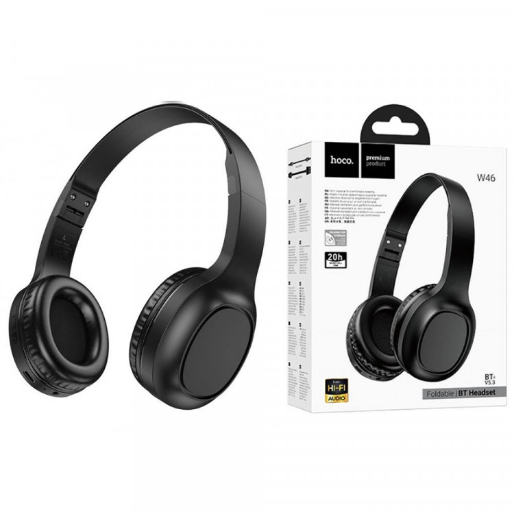 Наушники мониторные беспров. HOCO W46 wireless headphones цв.черный