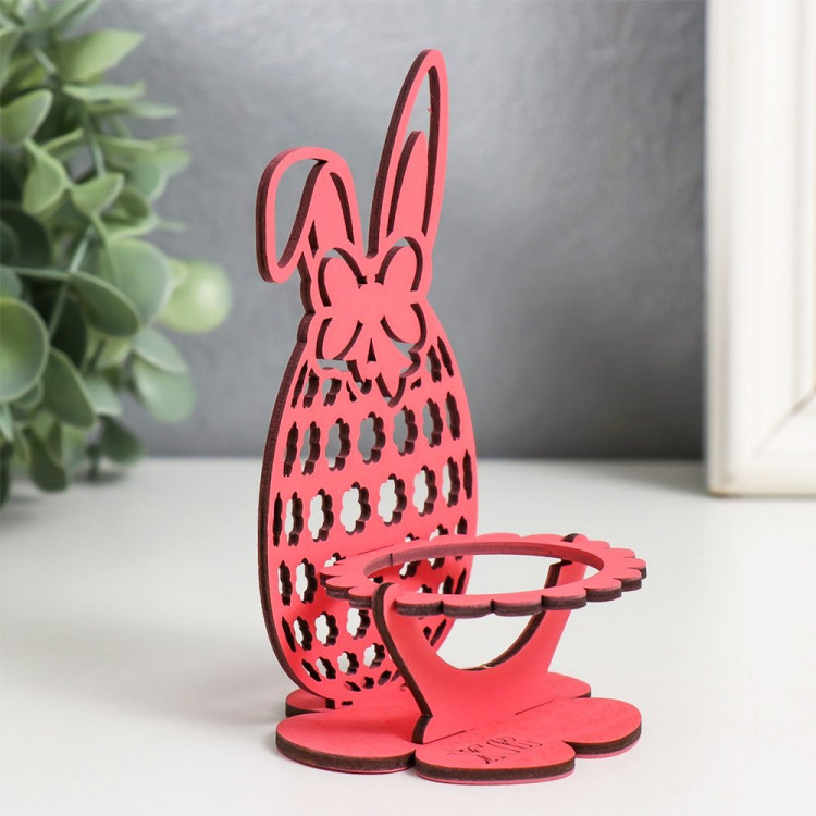 ПАСХА Подставка для яиц "Заяц" 7*7*12см коралловый арт.9525875