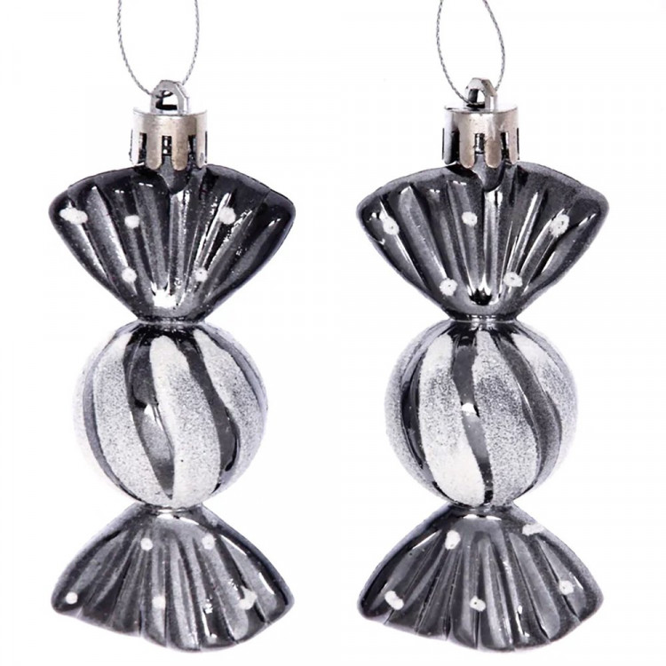 Фигурка на ёлку пластик 08см "Конфетки. Очарование" 02шт/наб. цв.графит арт.916-888