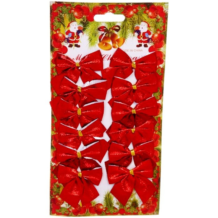 Украшение декоративное "Бант" 06см 12шт/наб. цв.красный арт.185-0140