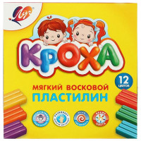 Пластилин 12 цветов 180 грамма (ЛУЧ) КРОХА мягкий со стеком арт 23С 1484-08