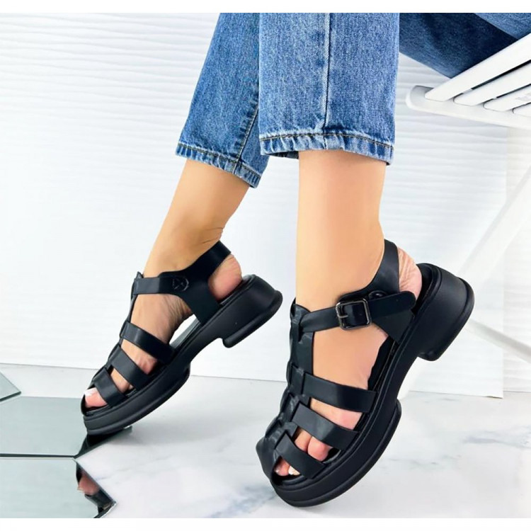 Босоножки для девочки (Nalisha) черный верх-искусственная кожа подкладка-искусственная кожа размерный ряд 36-41 арт.apb-607-1