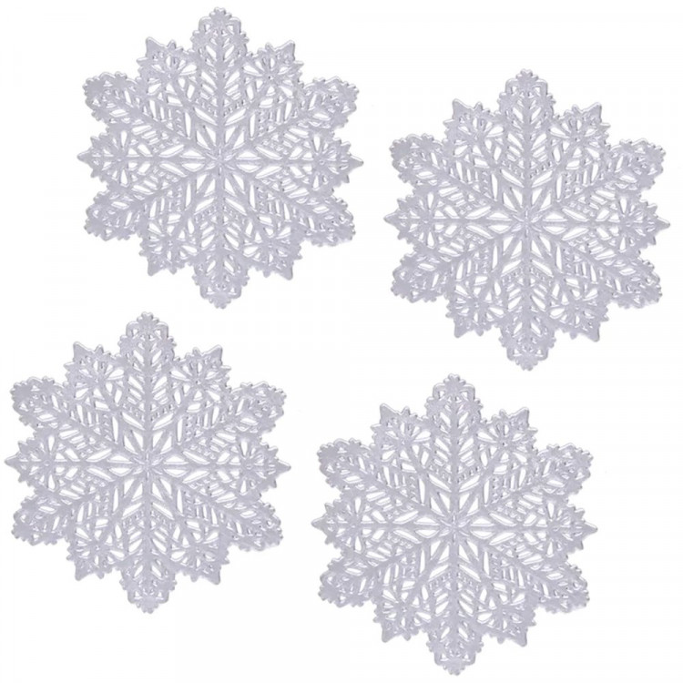Салфетка сервировочная ПВХ "Снежинка" 12см 04шт/наб. цв.серебро арт.898-164