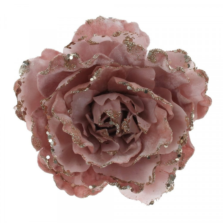 Украшение декор. на клипсе "Цветок. Роза" 16см цв.розовый арт.761549