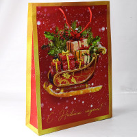 Пакет подароч. бумаж. 33*45,7см "Сани с подарками" цв.красный арт.95783FE Пакет подароч. бумаж. 33*45,7см "Сани с подарками" цв.красный арт.95783FE