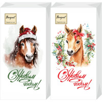 Салфетки бумажные 33*33см 2 слоя 20шт/уп. Bouquet "Original de Luxe Символ года" 1/8сл. арт.25222