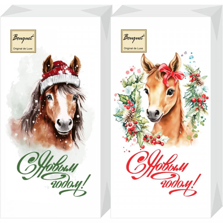 Салфетки бумажные 33*33см 2 слоя 20шт/уп. Bouquet "Original de Luxe Символ года" 1/8сл. арт.25222