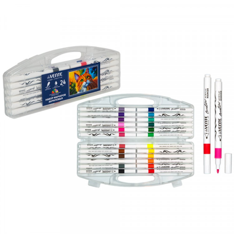 Маркеры для скетчинга акриловые (deVENTE) HOBBY CREATIVE Classic&Pastel 24 цвета пулевидный наконечник пластиковая упаковка арт 5044502