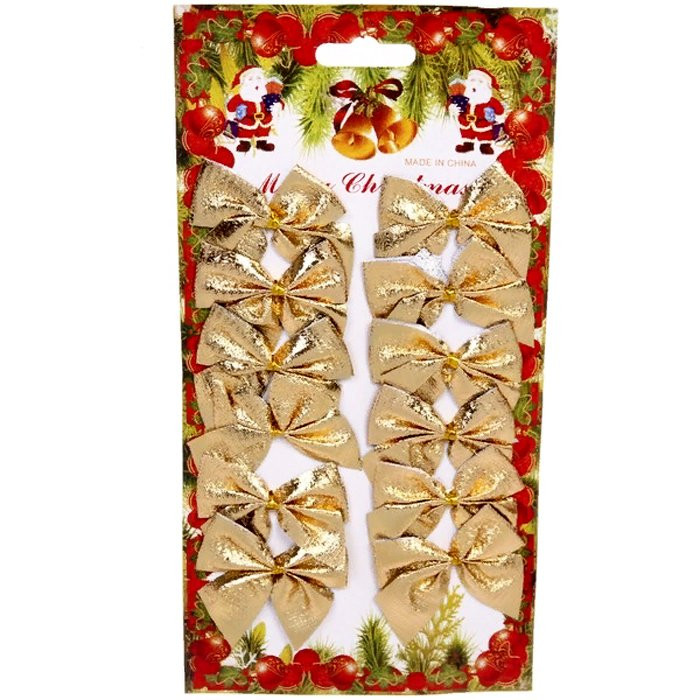 Украшение декоративное "Бант" 06см 12шт/наб. цв.золото арт.185-0141