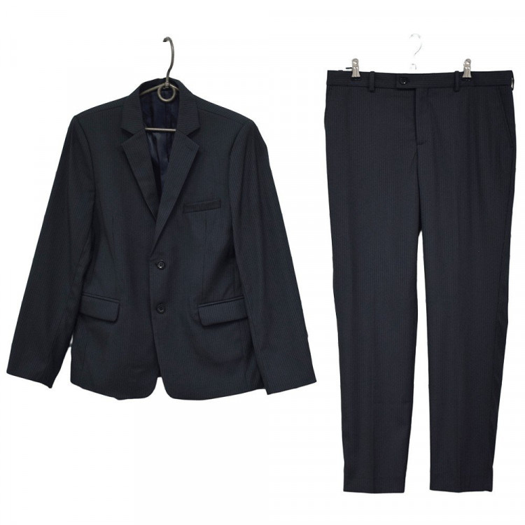 Костюм для мальчика (OVAS) Полоса (пиджак классический/брюки зауженные) размер 34/146-44/176 цвет черный/полоса