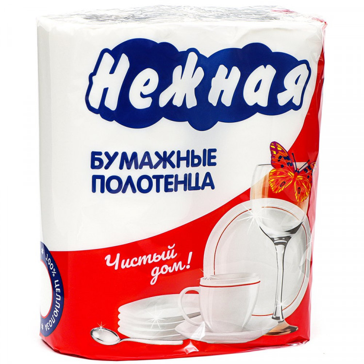 Полотенце бумажное 2-слойное рулон с перфорацией 2рулона в упаковке 14м Нежная белое (Ст.12) Полотенце бумажное 2-слойное рулон с перфорацией 2рулона в упаковке 14м Нежная белое (Ст.12)