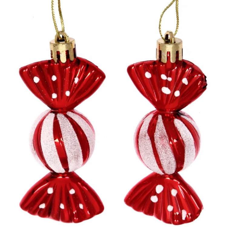 Фигурка на ёлку пластик 08см "Конфетки. Очарование" 02шт/наб. цв.красный арт.916-883