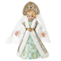 Игрушка декор. "Снегурочка с ёмкостью д/подарков" 35см цв.зеленый/золото арт.807860