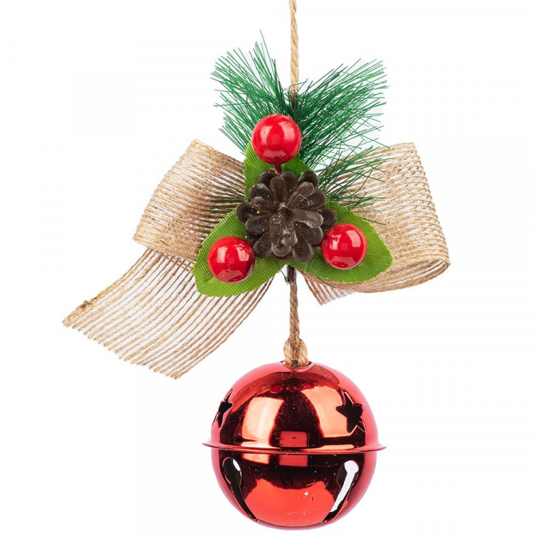 Украшение декор.подвеска металл. "Бубенчик с декором" 09*10,5см, 1шт цв.красный арт.91154