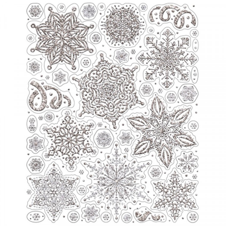 Украшение-наклейка на окно 30*38см "Снежинки серебро" арт.90276