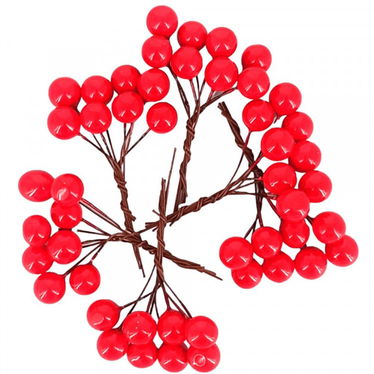 Украшение декоративное "Веточка. Ягоды Рябины" 06шт. пучок арт.DL-DRL07788