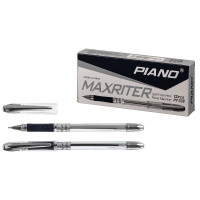 Ручка шариковая  прозрачный корпус  резиновый упор  (PIANO) "Maxriter" черная , масло 0,5мм арт.РТ-338-12/black (Ст.12/1152)