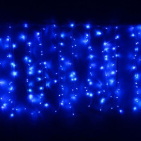 Гирлянда электрическая уличная занавес Дождь 3*2,5м 480LED цвет синий (светлый провод) 8режимов арт.196-506