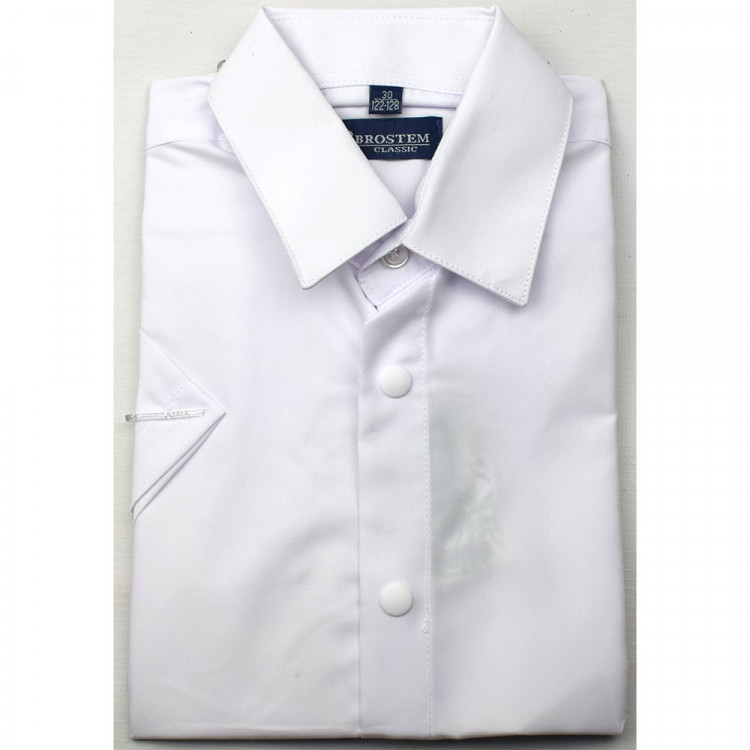 Сорочка детская короткий рукав размерный ряд 29/116-36/158-164  цвет белый Brostem арт.3SBD1-4701d на кнопках