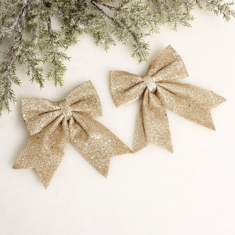 Украшение декоративное "Бант" 12*14см 02шт/наб. "Волшебство" цв.шампань арт.916-1956