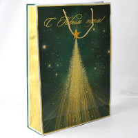 Пакет подароч. бумаж. 33*45,7см "Новогоднее сияние" цв.зелен/золото арт.95785FE Пакет подароч. бумаж. 33*45,7см "Новогоднее сияние" цв.зелен/золото арт.95785FE