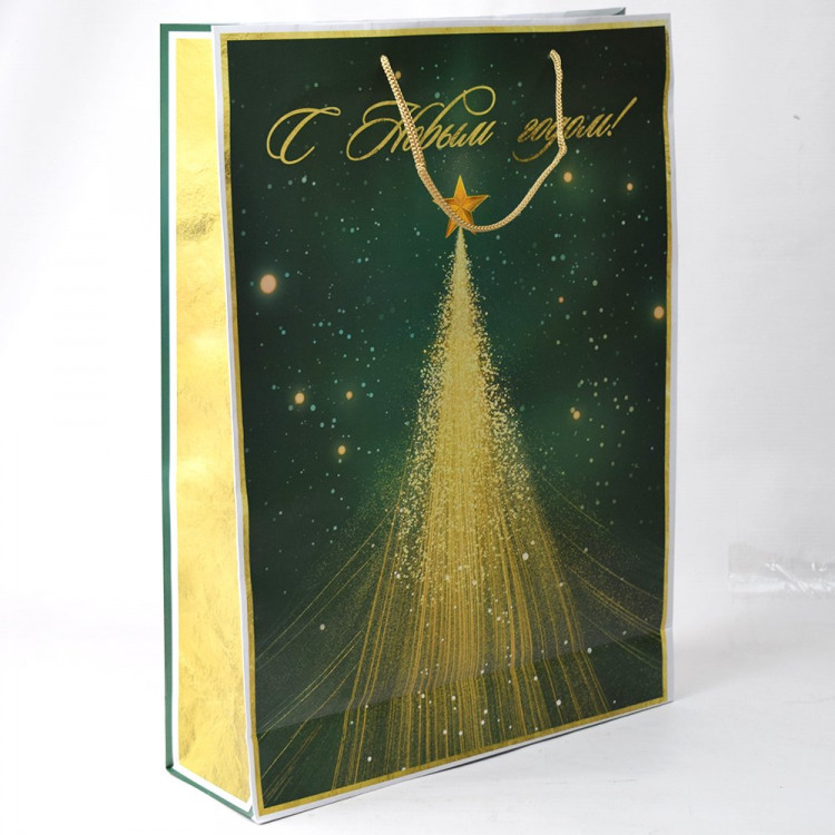 Пакет подароч. бумаж. 33*45,7см "Новогоднее сияние" цв.зелен/золото арт.95785FE Пакет подароч. бумаж. 33*45,7см "Новогоднее сияние" цв.зелен/золото арт.95785FE