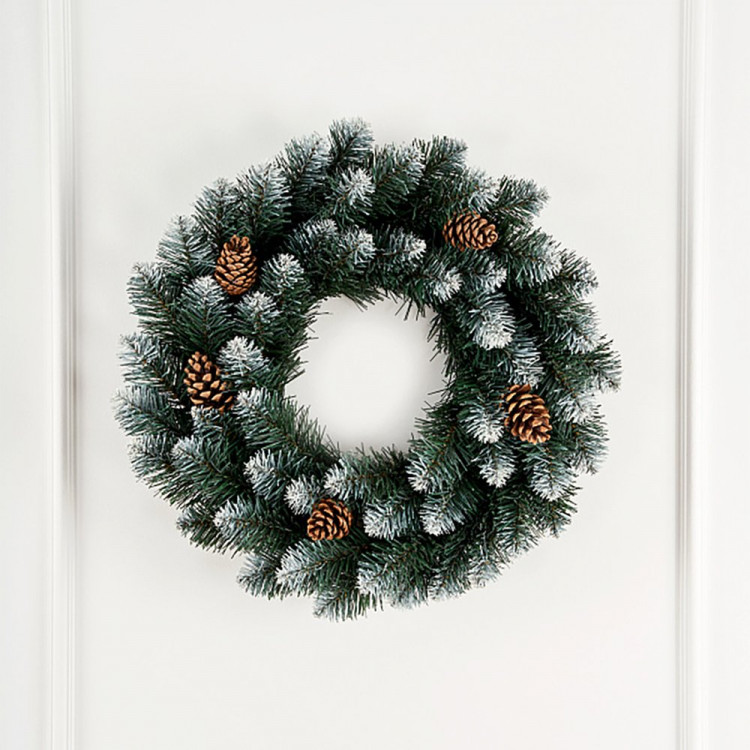 Венок декоративный 50см хвоя ПВХ, с шишками "Канадский" арт.ВКП 50