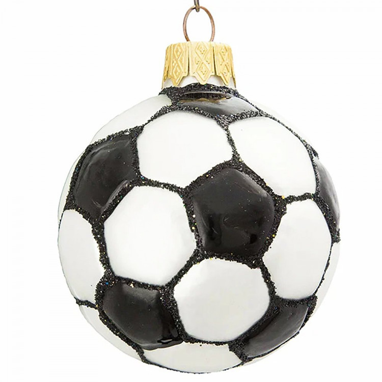 Украшение на ёлку стекло (серия Премиум) 07см "Футбольный мяч" п/у арт.ФУП4-318/17/1