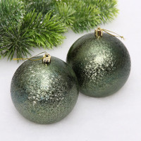 Набор шаров 10см 02шт/наб. "Мягкий блеск" цв.изумруд арт.652-305