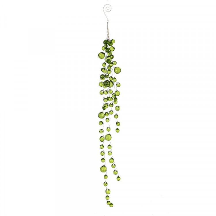 Украшение декор.подвеска "Лиана. Морозная веточка" 46см зеленые капли арт.824014