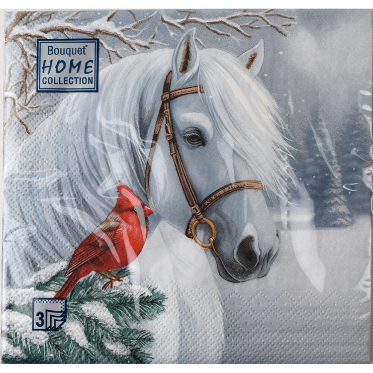 Салфетки бумажные 33*33см 3 слоя 20шт/уп. Bouquet "Волшебная лошадь" арт.25428