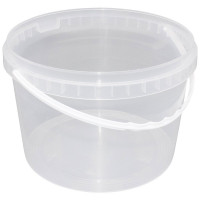 Ведро пищевое 3,25л с крышкой, с бел. ручкой круглое D=170мм цвет прозрачный