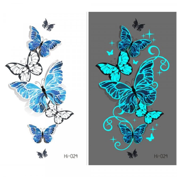 Татуировка на тело "Рой бабочек" фосфорная 10,5*6см арт.7599372 Татуировка на тело "Рой бабочек" фосфорная 10,5*6см арт.7599372