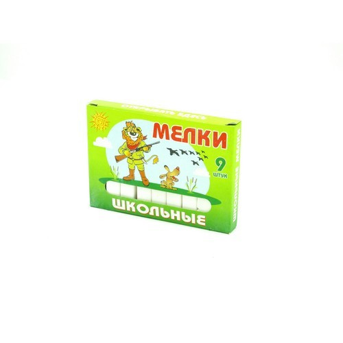 Мел школьный белый 9 штук в упаковке (ПЕГАС) средний мягкий квадрат
