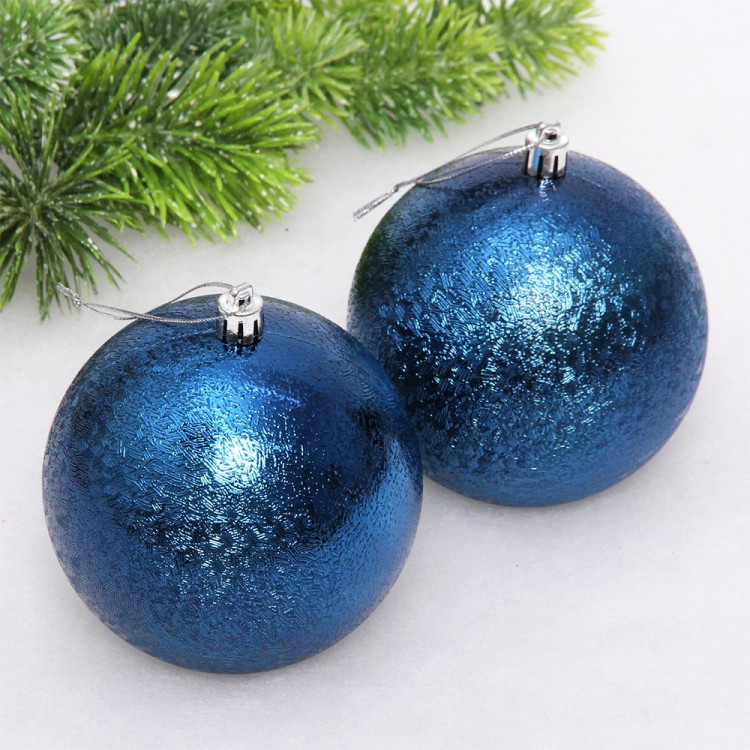 Набор шаров 10см 02шт/наб. "Мягкий блеск" цв.сапфир арт.652-306