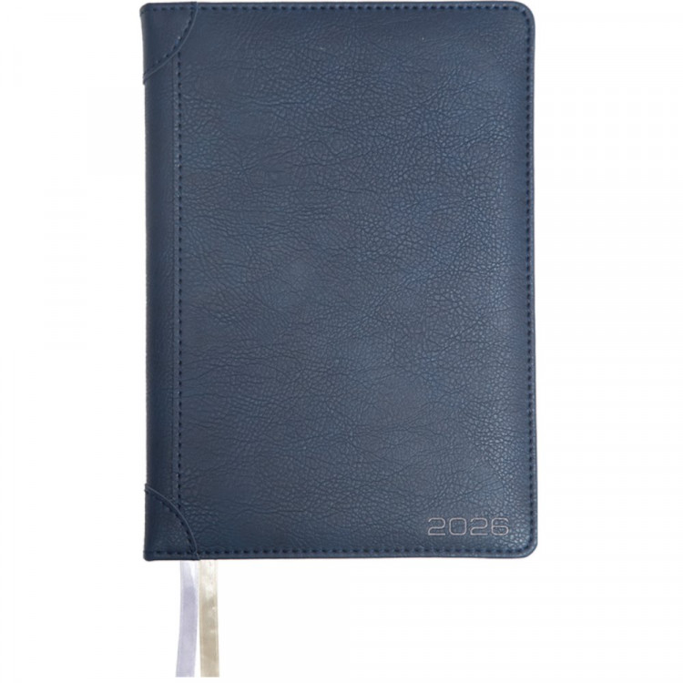 Ежедневник А5 2026 к/з deVENTE "Seattle" синий, крем.бумага, 168л, 2 ляссе арт.2232652 (Ст.12)