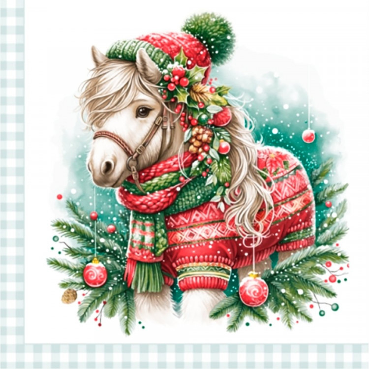 Салфетки бумажные 33*33см 3 слоя 20шт/уп. Bouquet "Новогодний пони" арт.25430 Салфетки бумажные 33*33см 3 слоя 20шт/уп. Bouquet "Новогодний пони" арт.25430