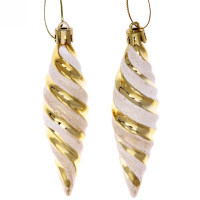 Фигурка на ёлку пластик 10см "Сосулька витая" 02шт/наб. цв.золото арт.916-892