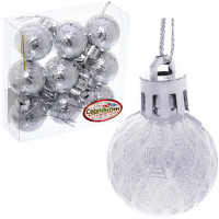 Набор шаров 03см 09шт/наб. "Рельефный узор" цв.серебро арт.183-829