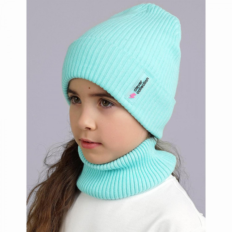 Шапка демисезонная для девочки (CLEVER) арт.544054вн размер 52-54 цвет ментоловый