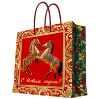 Пакет подароч. бумаж. 40,6*33см "Лошадки" цв.красный арт.95790FE Пакет подароч. бумаж. 40,6*33см "Лошадки" цв.красный арт.95790FE
