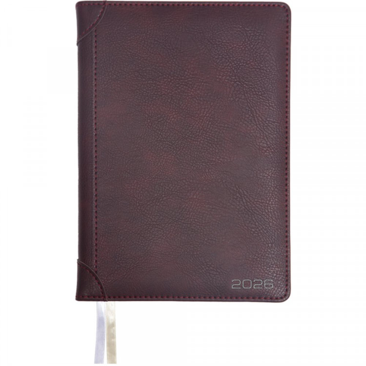 Ежедневник А5 2026 к/з deVENTE "Seattle" коричневый, крем.бумага, 168л, 2 ляссе арт.2232653 (Ст.12)