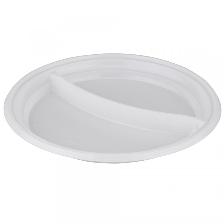 Тарелка пластик 2-секц. d-205мм, упаковка 100шт. (Ст.1/18)