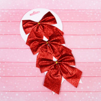 Украшение декоративное "Бант" 11*11см 03шт/наб. "Зимнее очарование" цв.красный арт.185-0727