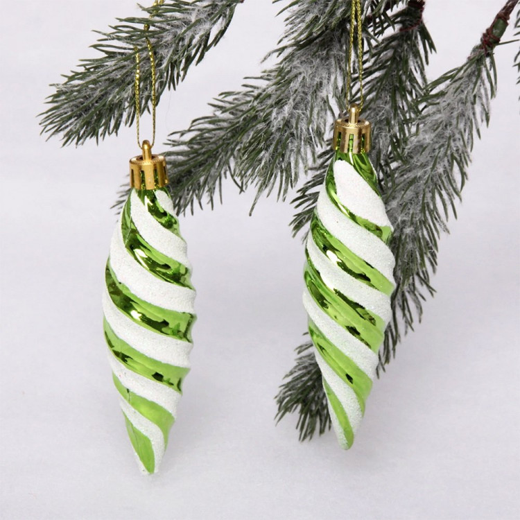 Фигурка на ёлку пластик 10см "Сосулька витая" 02шт/наб. цв.салатовый арт.916-0344