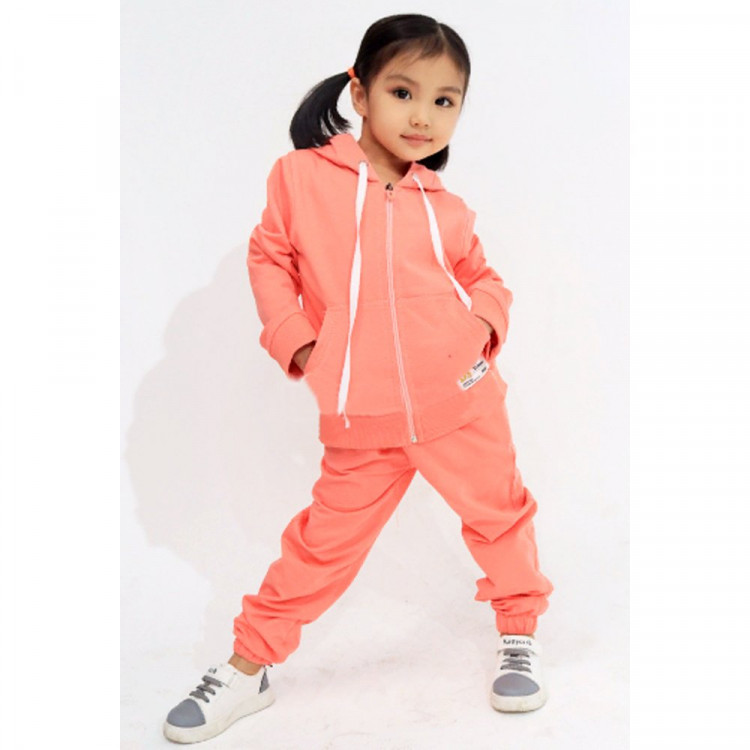 Костюм для девочки (MULTIBREND) артикул 267576 размерный ряд 28/110-34/134 (толстовка+брюки) цвет персиковый