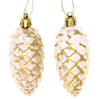 Фигурка на ёлку пластик 09см "Шишки.Таинственное очарование" 02шт/наб. цв.золото арт.916-876