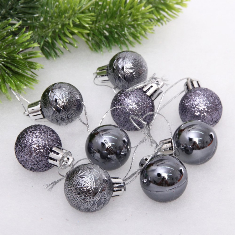 Набор шаров 03см 09шт/наб. "Микс фактур" цв.графит арт.652-341